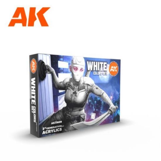 Picture of AK-Interactive: 3rd Gen Acrylics - White Colors Acrylic Paint Set (Box of 6 Paints)