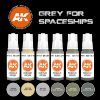 Picture of AK-Interactive: 3rd Gen Acrylics - Grey for Spaceships Paint Set