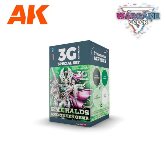 Picture of AK-Interactive: 3rd Gen Acrylics - Wargame Colors Emeralds and Green Gems Set