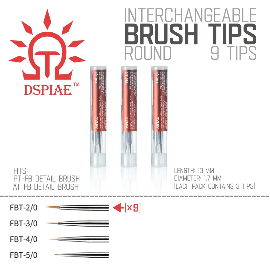 DSPIAE: Fine Brushes - Interchangeable Tips - 4 Colors - 2 Brush Stand Colors - Picture 20 of 23