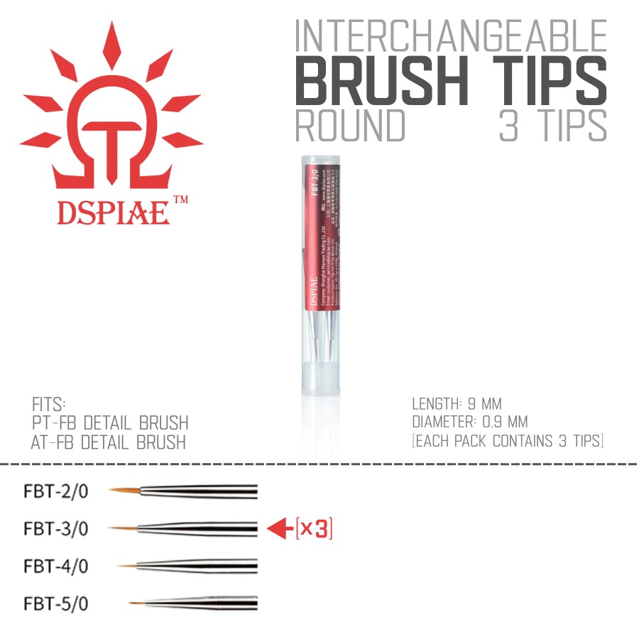 DSPIAE: Fine Brushes - Interchangeable Tips - 4 Colors - 2 Brush Stand Colors - Picture 17 of 23