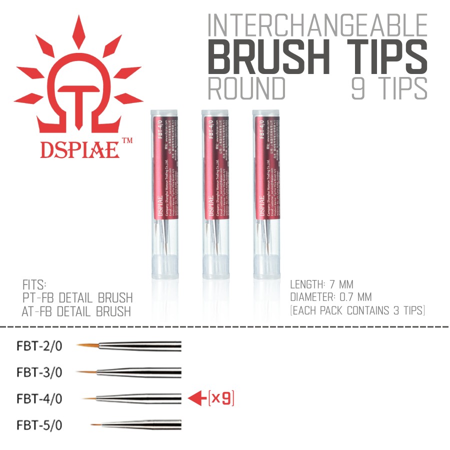 DSPIAE: Fine Brushes - Interchangeable Tips - 4 Colors - 2 Brush Stand Colors - Picture 22 of 23