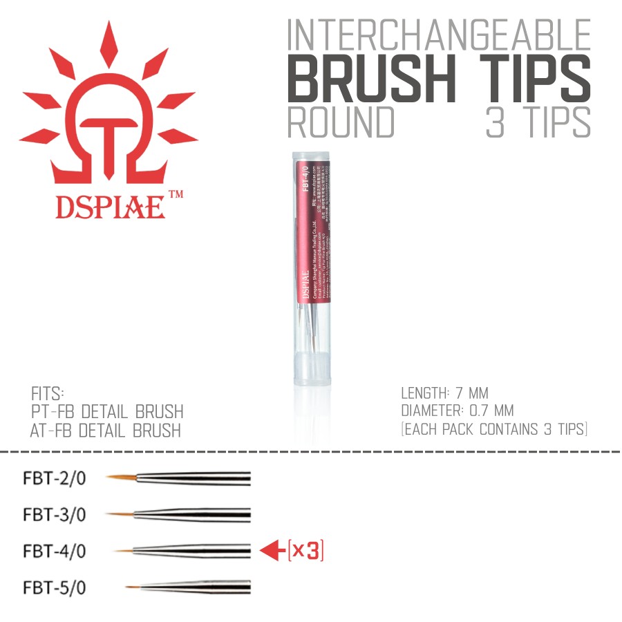 DSPIAE: Fine Brushes - Interchangeable Tips - 4 Colors - 2 Brush Stand Colors - Picture 18 of 23