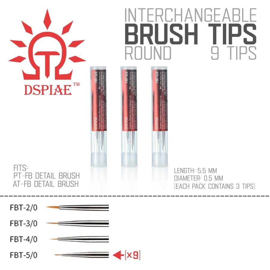DSPIAE: Fine Brushes - Interchangeable Tips - 4 Colors - 2 Brush Stand Colors - Picture 23 of 23