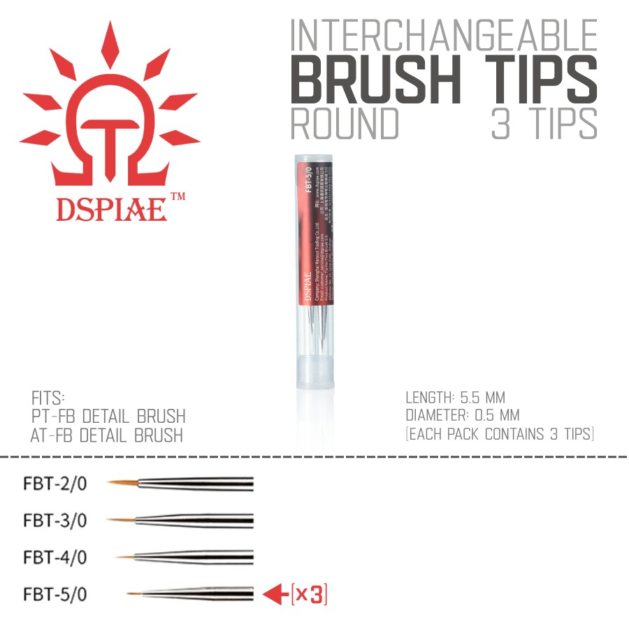 DSPIAE: Fine Brushes - Interchangeable Tips - 4 Colors - 2 Brush Stand Colors - Picture 19 of 23